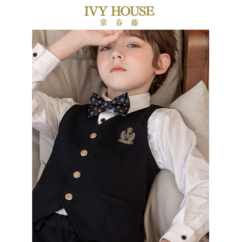 IVY HOUSE常春藤儿童装男童秋季款 西服马甲西装背心西裤绅士正式