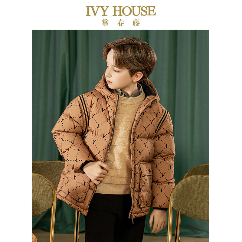 IVY HOUSE常春藤儿童装男女大童冬季新款 老花羽绒服外套保暖百搭,淘宝优惠券,粉丝福利购,淘宝优惠卷
