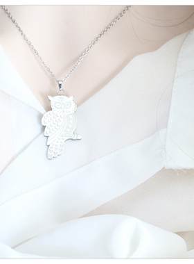 大猫头鹰项链法式女生颈链锁骨链搭配攻略毛衣链女不掉色钛钢项链