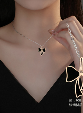 韩系风简约几何蝴蝶结项链女夏长款配裙子颈链配饰小众锁骨链女生