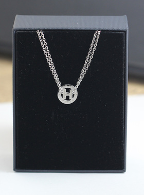 批 发水洗不掉色双层H圆项链女锁骨链女颈链女吊坠女生简约配饰