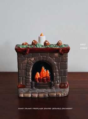 欧式手绘壁炉造型陶瓷摆件