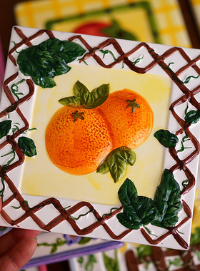 手绘浮雕陶瓷艺术风卡通摆件