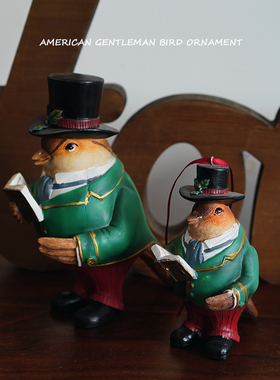 树脂复古鸟绅士造型摆件