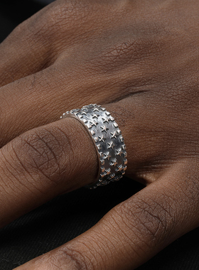 GRGR复古925纯银多五角星戒指