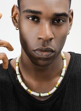 GRGR黄绿色玛瑙贝壳手工串珠项链