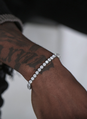 纯银网球手链嘻哈男女欧美