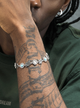 GRGR纯银复古太阳花手链