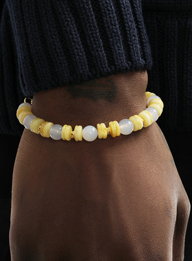 GRGR玛瑙蜜蜡串珠手链复古