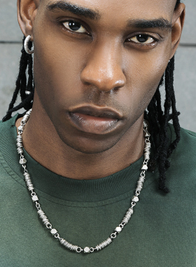 GRGR钛钢O圈方块拼接项链