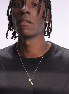 GRGR925纯银健身哑铃嘻哈项链