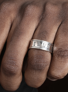 GRGRS925纯银罗马字戒指