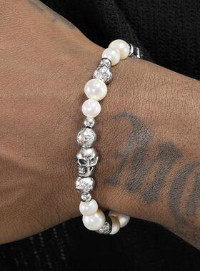 GRGR天然珍珠骷髅头串珠手链