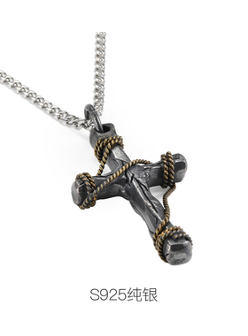 GRGR925纯银缠绕十字架项链
