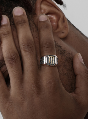 纯银复古嘻哈配饰戒指