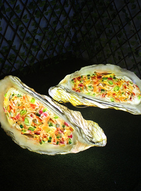 仿真玻璃钢餐厅发光生蚝河虾装饰