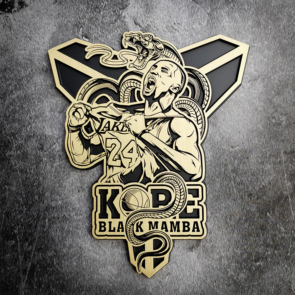 科比黑曼巴纪念铜标金属标车贴车标车窗车尾侧窗立体车贴装饰贴