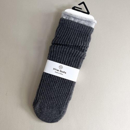 XiYan禧颜秋冬新款百搭细条加厚羊绒堆堆袜韩版学院风简约高筒女 - 图2