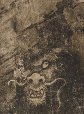陈容五龙图客厅办公室挂画新中式国画装饰画非手绘花鸟画横版卷轴