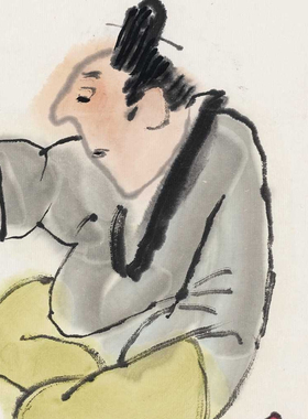 黄永玉国画观棋不语卷轴画