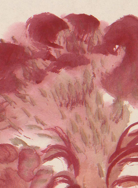 齐白石国画真迹版画鸡冠花蝶
