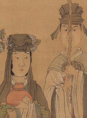 陈洪绶人物画挂画版画祝寿图卧室花鸟字画书法装饰画客厅宣纸卷轴