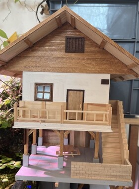 松木条diy小木屋定制定做鱼缸造景35/1场景造景沙盘摆件中式