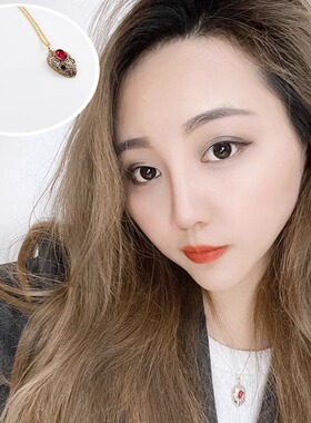CUEVINN◆欧美轻奢绿眼微镶满钻蛇头吊坠锁骨链情人节礼物项链