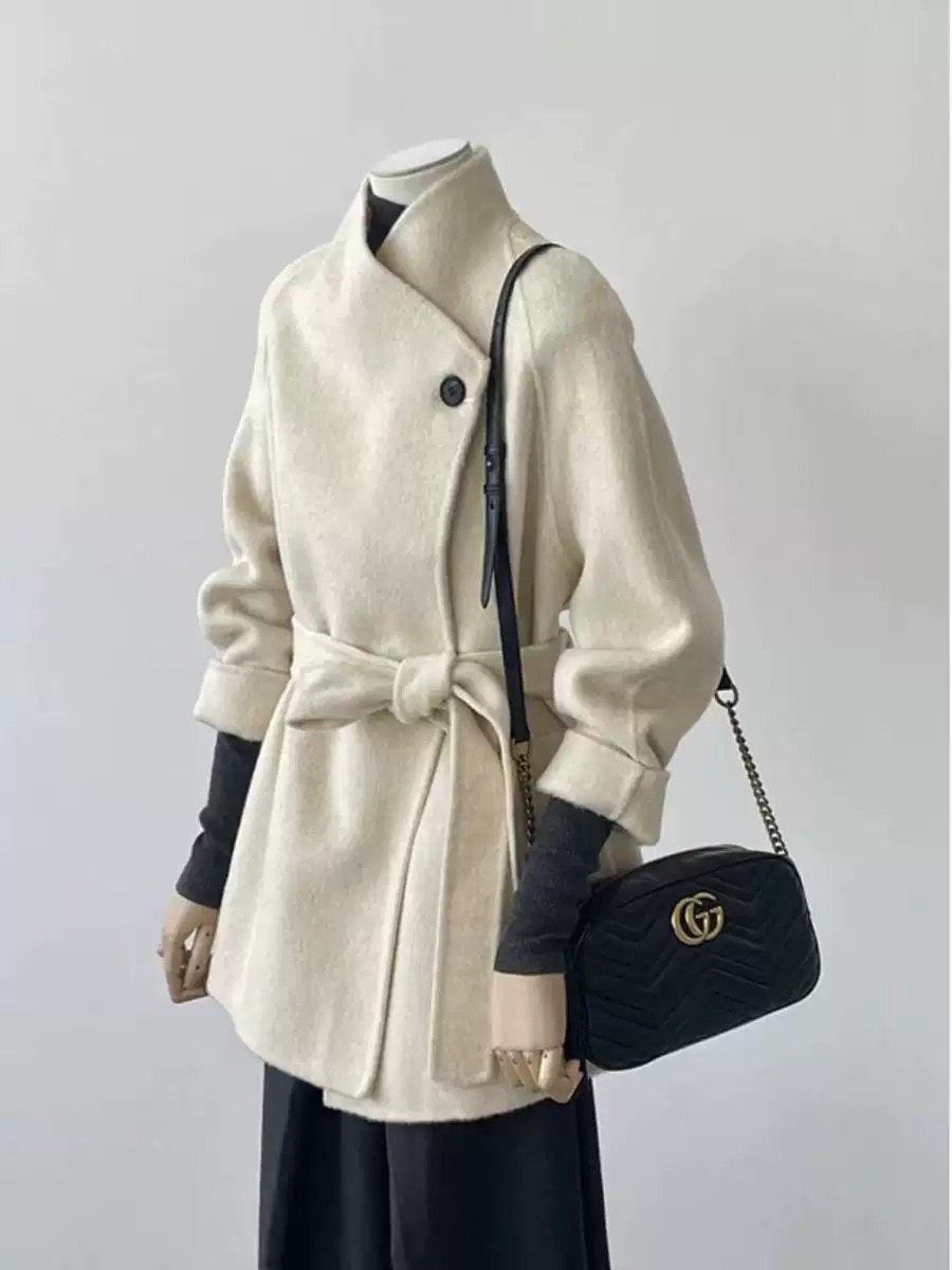 2026新法式复古系带温柔紫羊毛呢子大衣女高级感冬季短款毛呢外套,淘宝优惠券,粉丝福利购,淘宝优惠卷