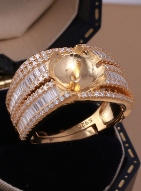 s925纯银精工奢华气质优雅戒指托