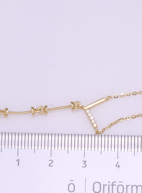 s925纯银日韩版时尚v字多珠套链