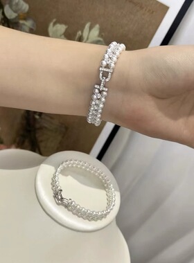 DIY配件S925银k金工艺轻奢气质双排珍珠项链扣手链锁扣隔扣配饰品