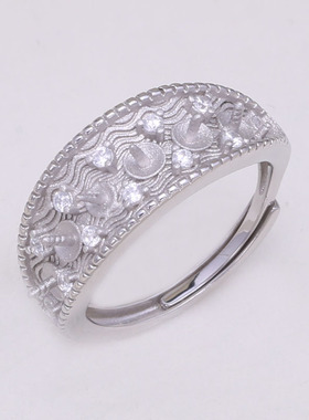 s925纯银宫廷复古5-6mm戒指托