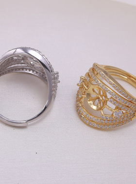 s925纯银精工豪华古典风戒指托