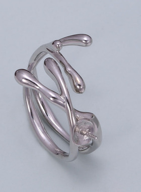 s925纯银时尚几何网红戒指托