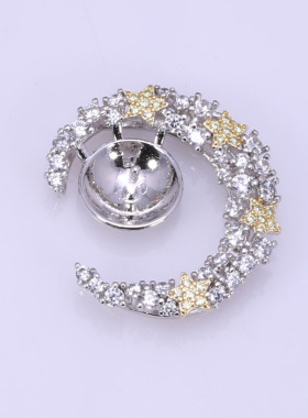 s925纯银精工豪华星星月亮吊坠