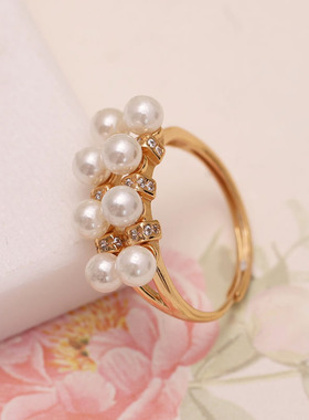 s925纯银精工时尚双排多珠戒指托