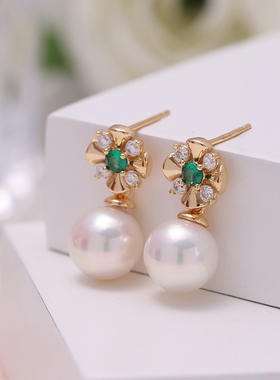 s925纯银祖母绿二件套装吊坠耳坠