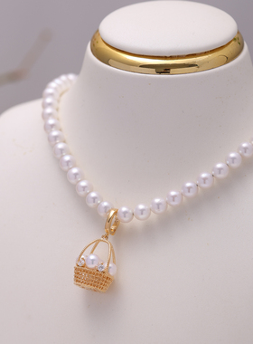 s925纯银精工蕾丝多珠花篮项链坠