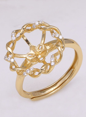 s925纯银古朴精致时尚戒指托