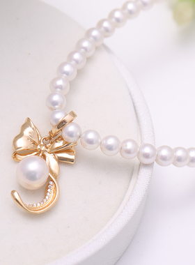 s925纯银豪华大气蝴蝶结项链坠