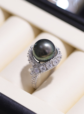 s925纯银豪华大气闪亮麻花戒指托