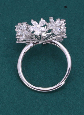 s925纯银精工小花朵遮瑕戒指托