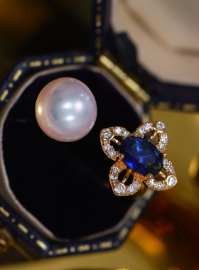 s925纯银宫廷复古花朵戒指托配件