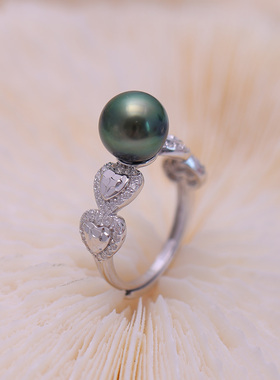 s925纯银心形时尚通勤戒指托配件