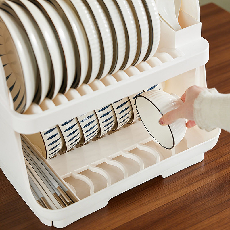厨房台面式碗架防尘餐具透明收纳盒带排水槽沥水架厨房碗碟收纳架,淘宝优惠券,粉丝福利购,淘宝优惠卷