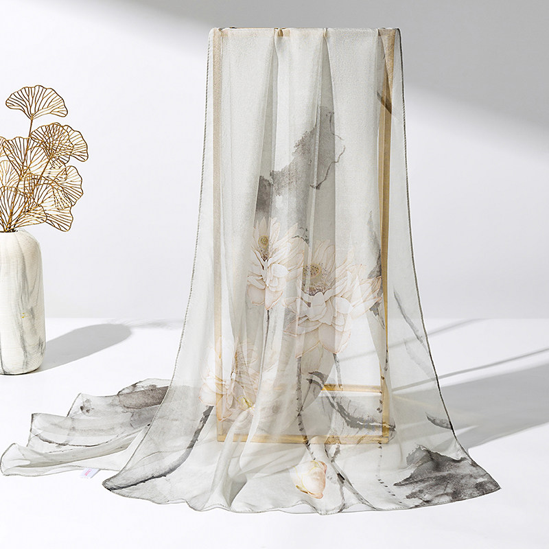 上海故事丝巾女2026新款时尚百搭真丝纱巾长条粉色100%桑蚕丝围巾