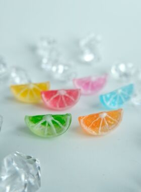 Quinta手作夏日透明糖果色蓝柠檬925银耳钉日系小清新水果耳夹