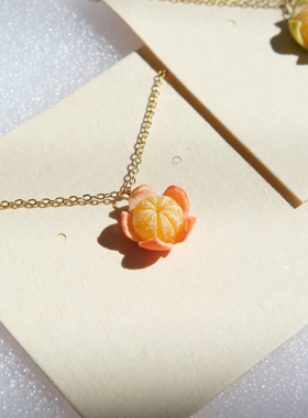 手作剥皮砂糖橘青橘项链