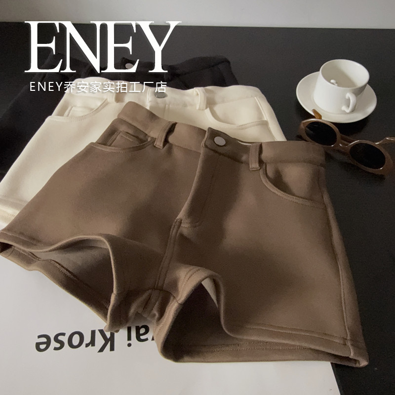 薄绒显瘦短裤~ENEY新款秋冬季女修身高腰休闲百搭气质辣妹打底裤,淘宝优惠券,粉丝福利购,淘宝优惠卷